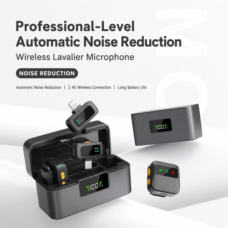 Q19 Wireless Lavalier Noise Reduction Microphone with Monitoring Function, Type-C, 8 Pin, U-shaped Interface, Dual Interface