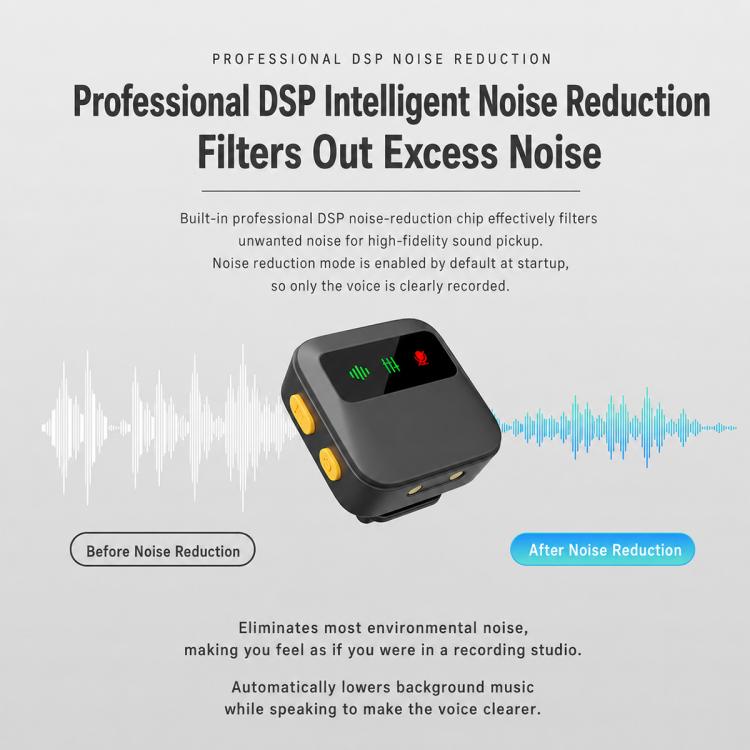 Q19 Wireless Lavalier Noise Reduction Microphone with Monitoring Function, Type-C, 8 Pin, U-shaped Interface, Dual Interface