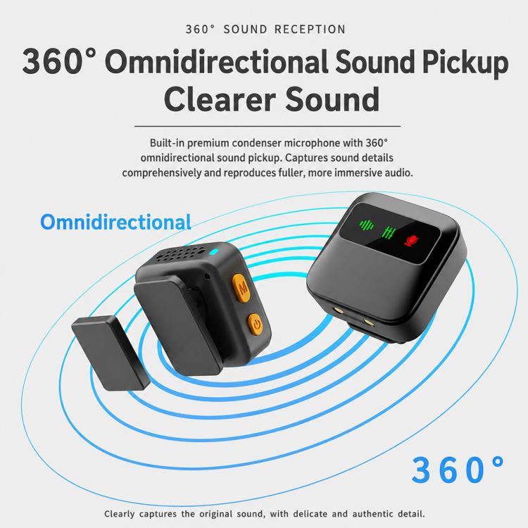 Q19 Wireless Lavalier Noise Reduction Microphone with Monitoring Function, Type-C, 8 Pin, U-shaped Interface, Dual Interface