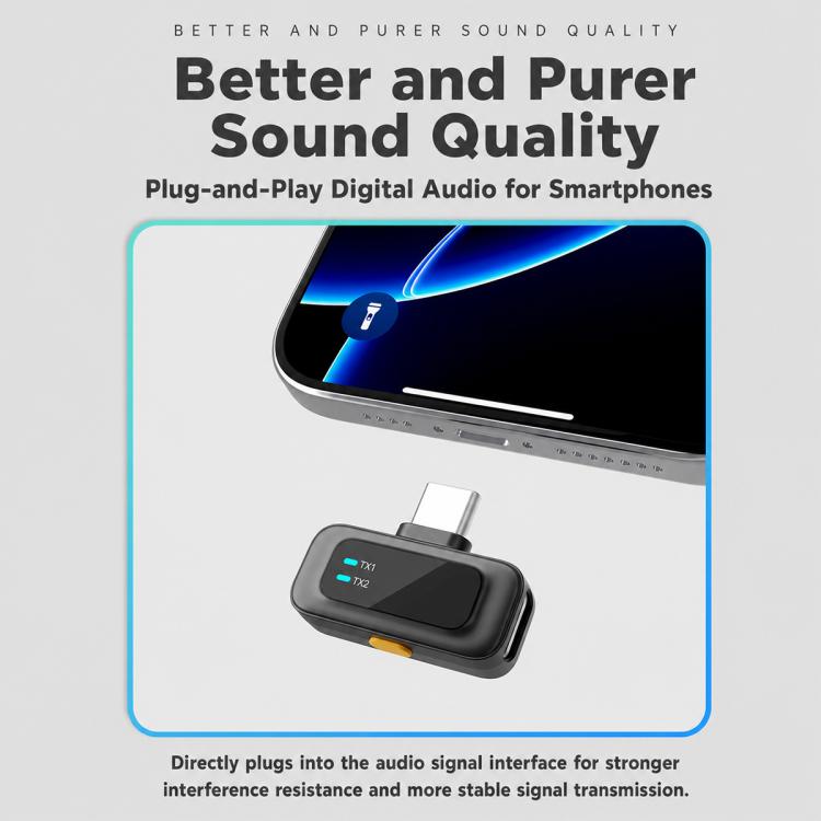 Q19 Wireless Lavalier Noise Reduction Microphone with Monitoring Function, Type-C, 8 Pin, U-shaped Interface, Dual Interface