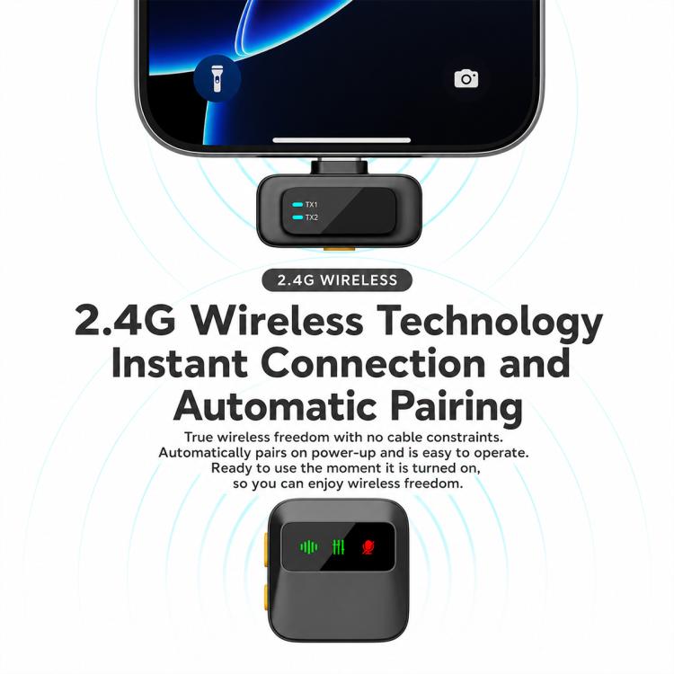Q19 Wireless Lavalier Noise Reduction Microphone with Monitoring Function, Type-C, 8 Pin, U-shaped Interface, Dual Interface