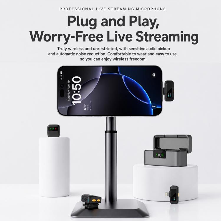Q19 Wireless Lavalier Noise Reduction Microphone with Monitoring Function, Type-C, 8 Pin, U-shaped Interface, Dual Interface