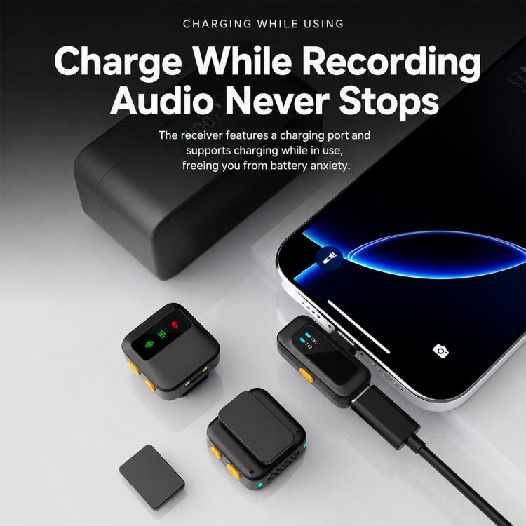 Q19 Wireless Lavalier Noise Reduction Microphone with Monitoring Function, Type-C, 8 Pin, U-shaped Interface, Dual Interface