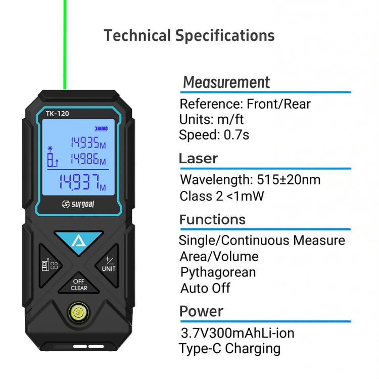 ARTBULL TK-120 120m Green Laser Distance Meter, TK-120