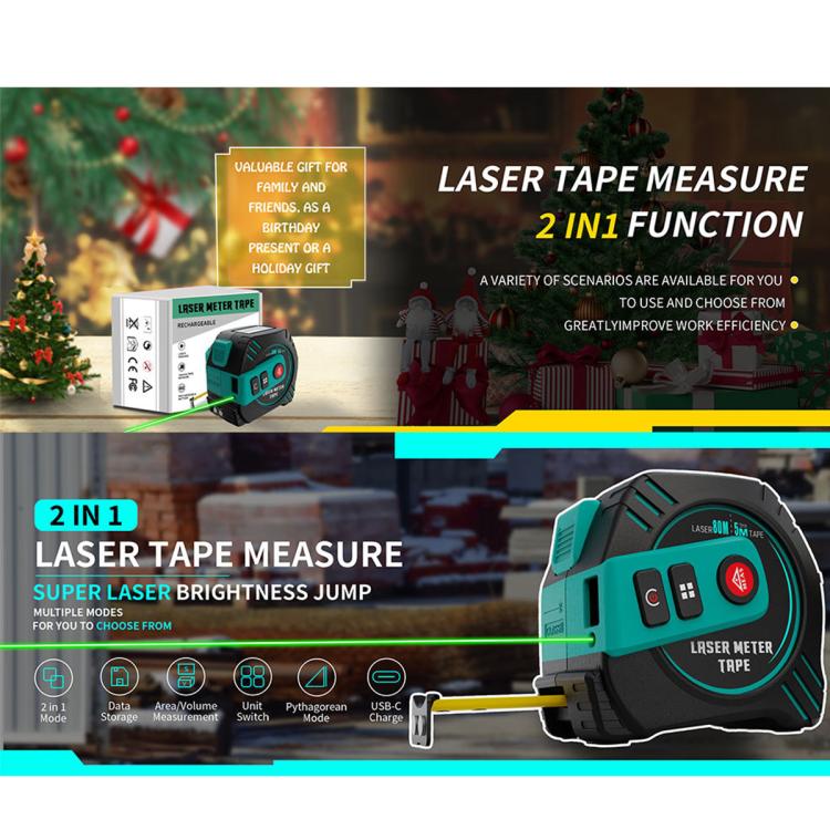 ARTBULL T2 2 in 1 Green Laser Distance Meter & Tape Measure, T2