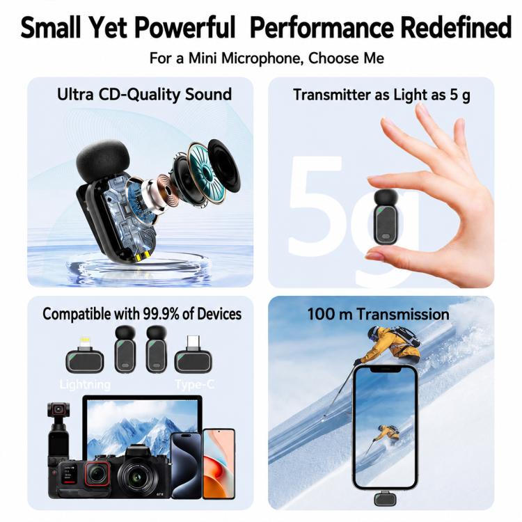 Mini 6 Wireless Lavalier Noise Reduction Microphone, Type-C, 8 Pin