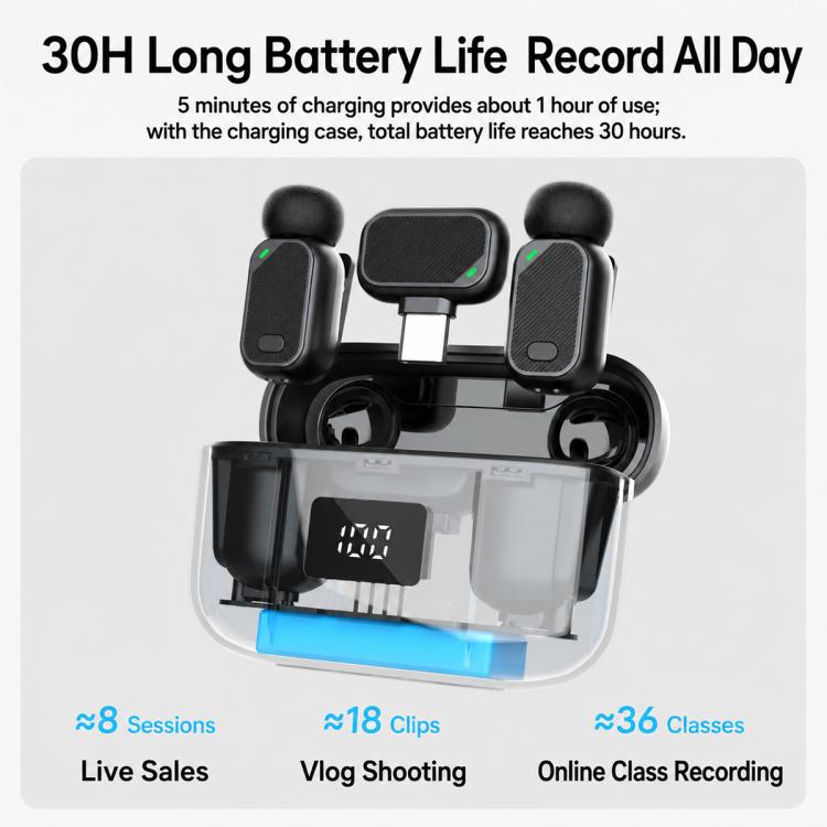 Mini 6 Wireless Lavalier Noise Reduction Microphone, Type-C, 8 Pin