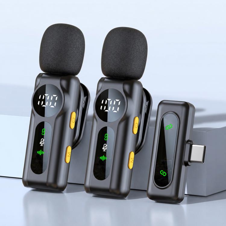 L02 Dual Mic 2 in 1 Magnetic Live Streaming Wireless Lavalier Noise Reduction Microphone, Type-C, 8 Pin