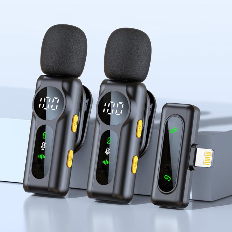 L02 Dual Mic 2 in 1 Magnetic Live Streaming Wireless Lavalier Noise Reduction Microphone, Type-C, 8 Pin