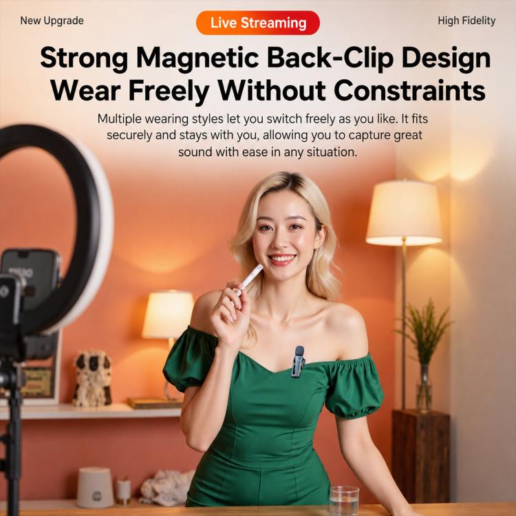 L02 Dual Mic 2 in 1 Magnetic Live Streaming Wireless Lavalier Noise Reduction Microphone, Type-C, 8 Pin