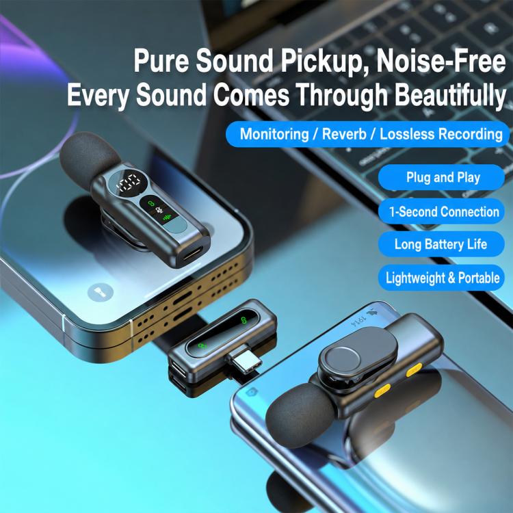 L02 Dual Mic 2 in 1 Magnetic Live Streaming Wireless Lavalier Noise Reduction Microphone, Type-C, 8 Pin