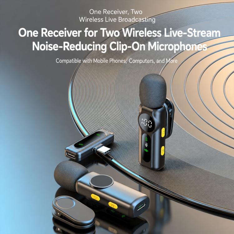 L02 Dual Mic 2 in 1 Magnetic Live Streaming Wireless Lavalier Noise Reduction Microphone, Type-C, 8 Pin