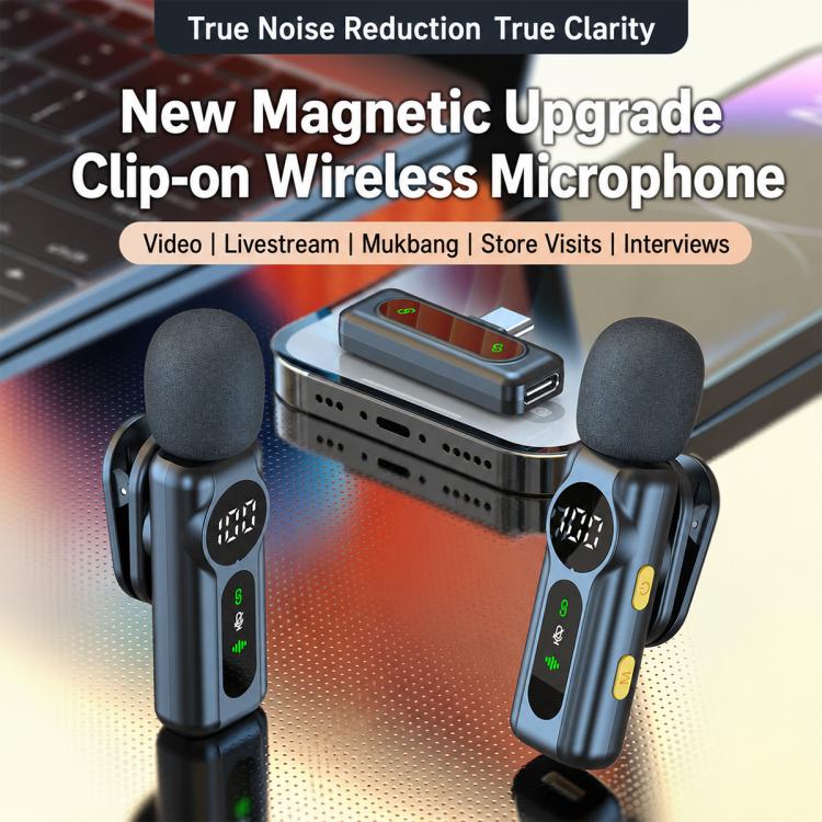 L02 Dual Mic 2 in 1 Magnetic Live Streaming Wireless Lavalier Noise Reduction Microphone, Type-C, 8 Pin