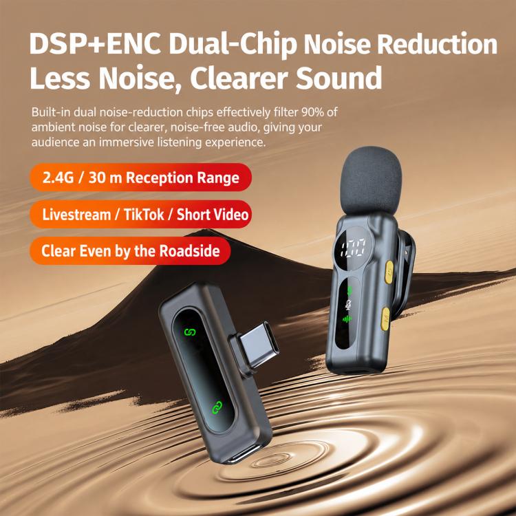 L02 Dual Mic 2 in 1 Magnetic Live Streaming Wireless Lavalier Noise Reduction Microphone, Type-C, 8 Pin