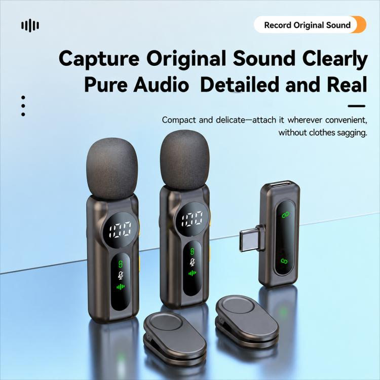 L02 Dual Mic 2 in 1 Magnetic Live Streaming Wireless Lavalier Noise Reduction Microphone, Type-C, 8 Pin
