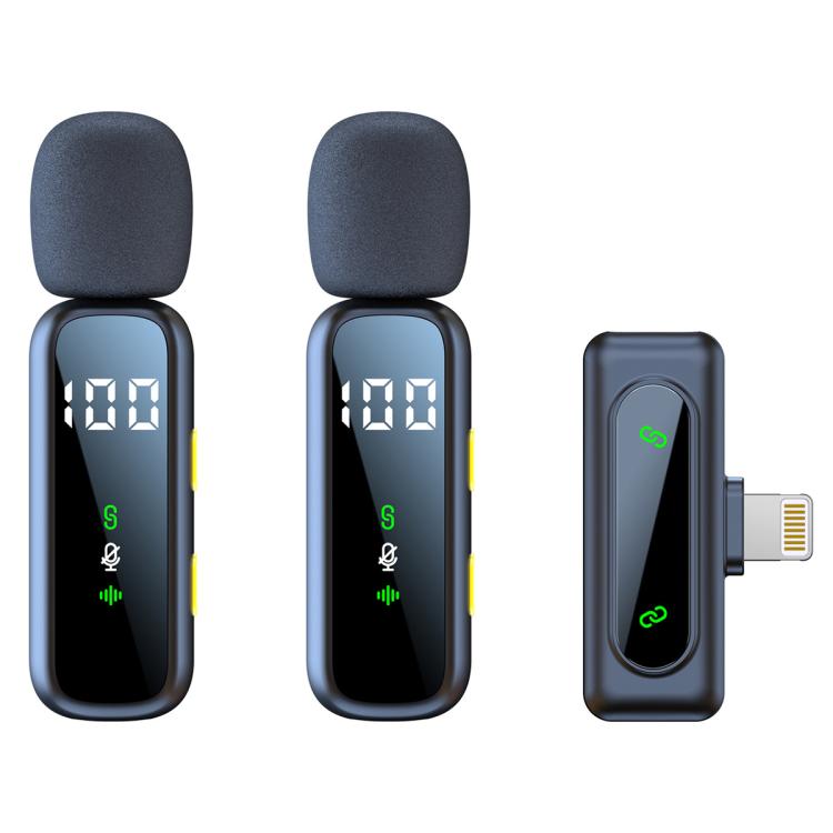 L06 Dual Mic 2 in 1 Live Streaming Wireless Lavalier Noise Reduction Microphone, Type-C, 8 Pin