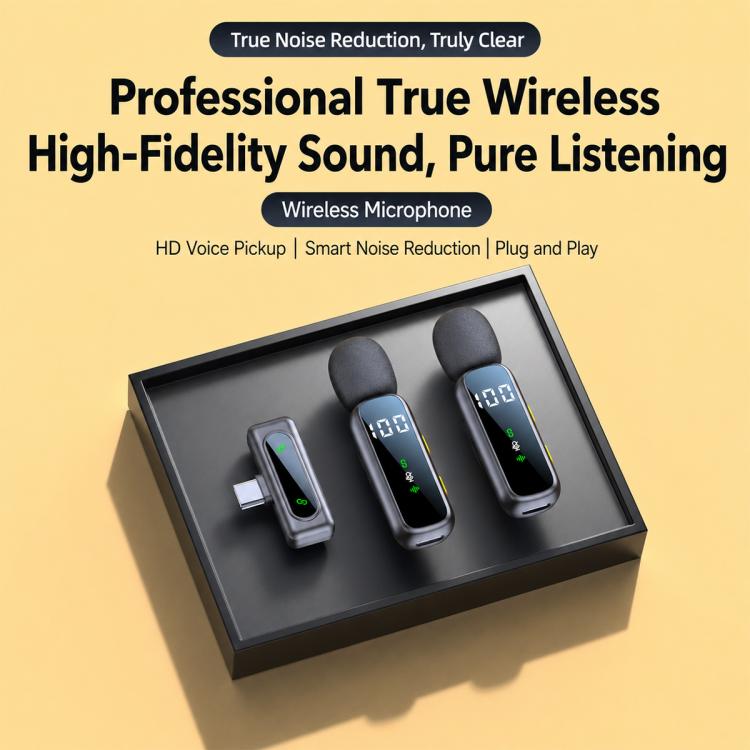 L06 Dual Mic 2 in 1 Live Streaming Wireless Lavalier Noise Reduction Microphone, Type-C, 8 Pin