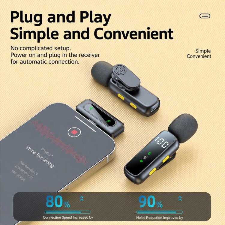 L06 Dual Mic 2 in 1 Live Streaming Wireless Lavalier Noise Reduction Microphone, Type-C, 8 Pin