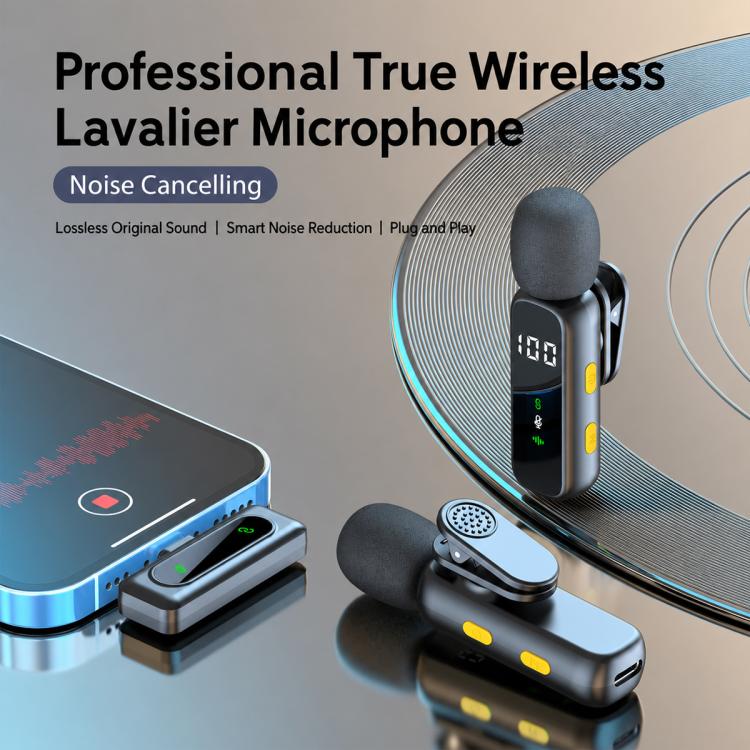 L06 Dual Mic 2 in 1 Live Streaming Wireless Lavalier Noise Reduction Microphone, Type-C, 8 Pin