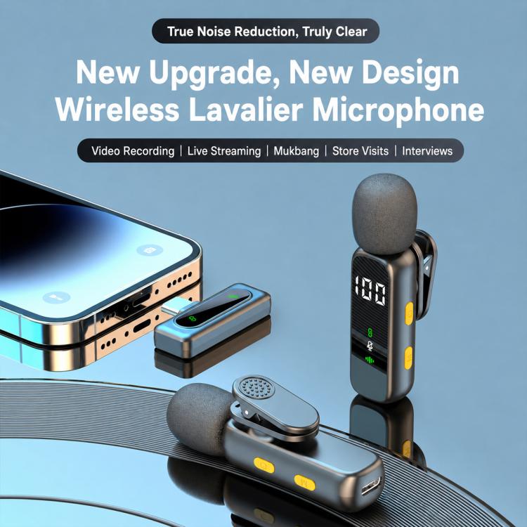 L06 Dual Mic 2 in 1 Live Streaming Wireless Lavalier Noise Reduction Microphone, Type-C, 8 Pin