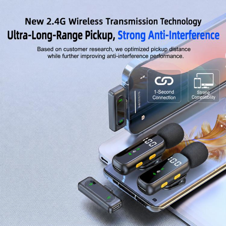 L06 Dual Mic 2 in 1 Live Streaming Wireless Lavalier Noise Reduction Microphone, Type-C, 8 Pin