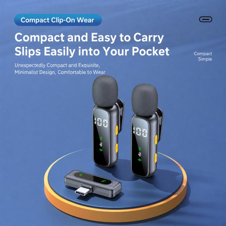 L06 Dual Mic 2 in 1 Live Streaming Wireless Lavalier Noise Reduction Microphone, Type-C, 8 Pin