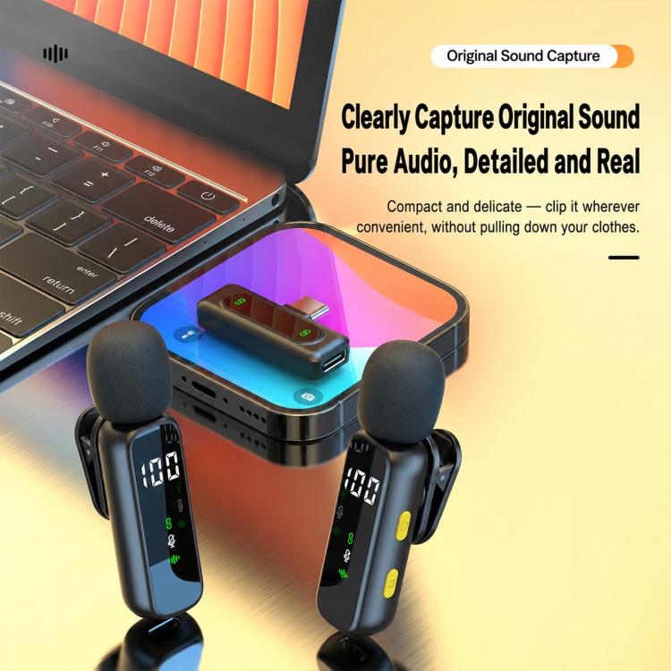 L06 Dual Mic 2 in 1 Live Streaming Wireless Lavalier Noise Reduction Microphone, Type-C, 8 Pin