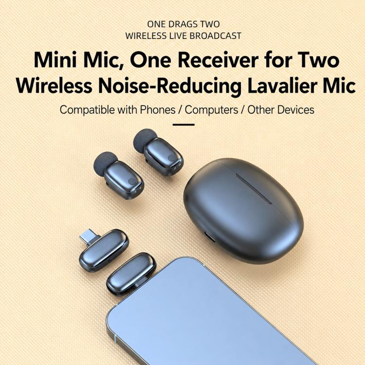 L08 Dual Mic 2 in 1 Live Streaming Wireless Lavalier Noise Reduction Microphone, Type-C, 8 Pin