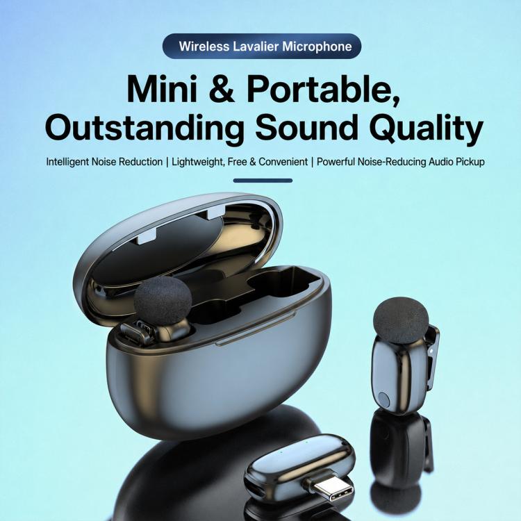 L08 Dual Mic 2 in 1 Live Streaming Wireless Lavalier Noise Reduction Microphone, Type-C, 8 Pin