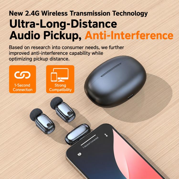 L08 Dual Mic 2 in 1 Live Streaming Wireless Lavalier Noise Reduction Microphone, Type-C, 8 Pin