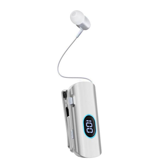 K93 Digital Display Business Lavalier Noise Reduction Retractable Bluetooth Earphone