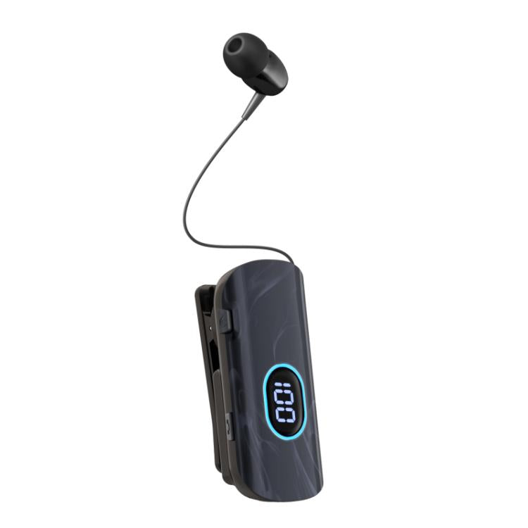 K93 Digital Display Business Lavalier Noise Reduction Retractable Bluetooth Earphone