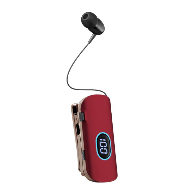 K93 Digital Display Business Lavalier Noise Reduction Retractable Bluetooth Earphone