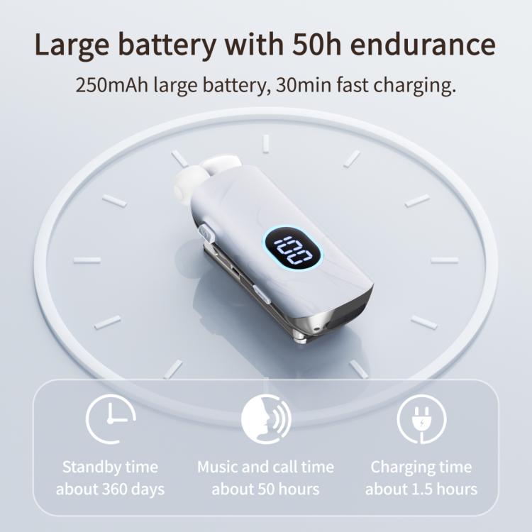 K93 Digital Display Business Lavalier Noise Reduction Retractable Bluetooth Earphone