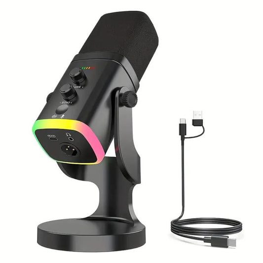 YU8 USB Dynamic Driver Noise Reduction Gaming RGB Microphone