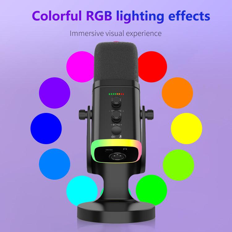 YU8 USB Dynamic Driver Noise Reduction Gaming RGB Microphone