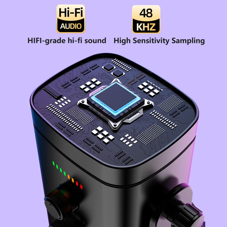 YU8 USB Dynamic Driver Noise Reduction Gaming RGB Microphone