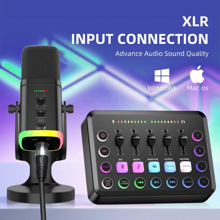 YU8 USB Dynamic Driver Noise Reduction Gaming RGB Microphone