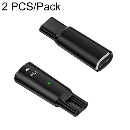 2 PCS/Pack 15V Type-C Shaver Charger Adapter For Philips Norelco 7000 Series