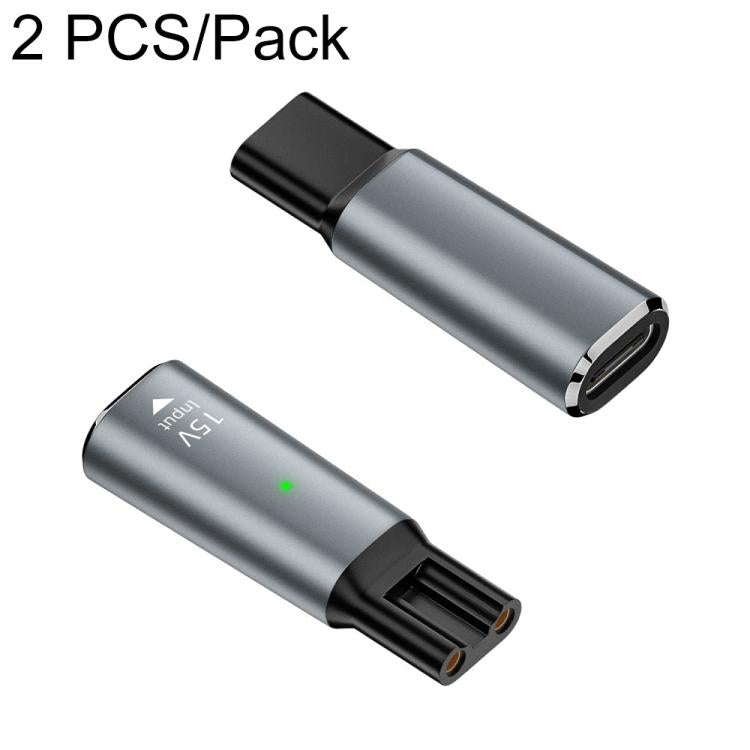 2 PCS/Pack 15V Type-C Shaver Charger Adapter For Philips Norelco 7000 Series