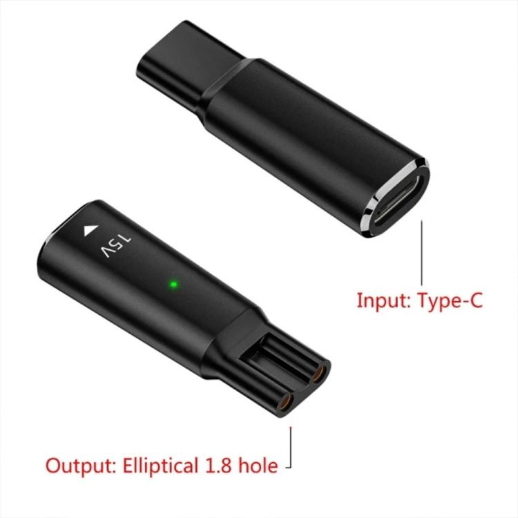 2 PCS/Pack 15V Type-C Shaver Charger Adapter For Philips Norelco 7000 Series