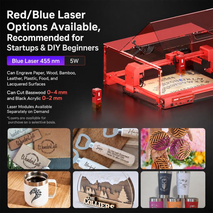 DAJA A6 Pro Enclosed Small Laser Engraving Machine, Blue Laser 5W, Infrared Laser 1W