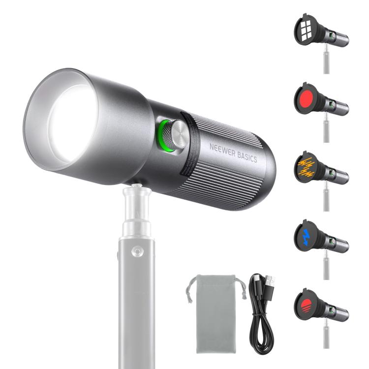 NEEWER BASICS FL10 10W Portable Photography Flashlight, Kit with 20 Filters & Snoot & Bag, FL10 Light Kit with Tripod