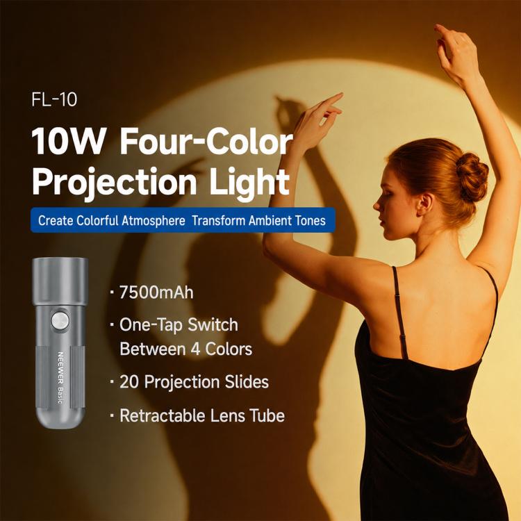 NEEWER BASICS FL10 10W Portable Photography Flashlight, Kit with 20 Filters & Snoot & Bag, FL10 Light Kit with Tripod