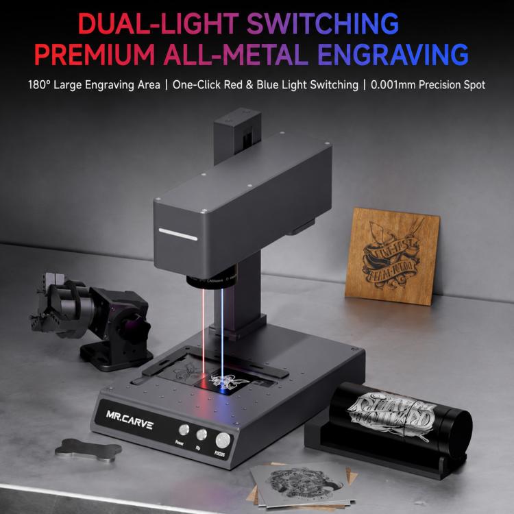 DAJA M4 Dual-Laser Small Fiber Marking Machine for Metal and Wood, M4, M4+Rotary Axis, M4+Rotary Clamp, M4+Rotary Axis+Clamp