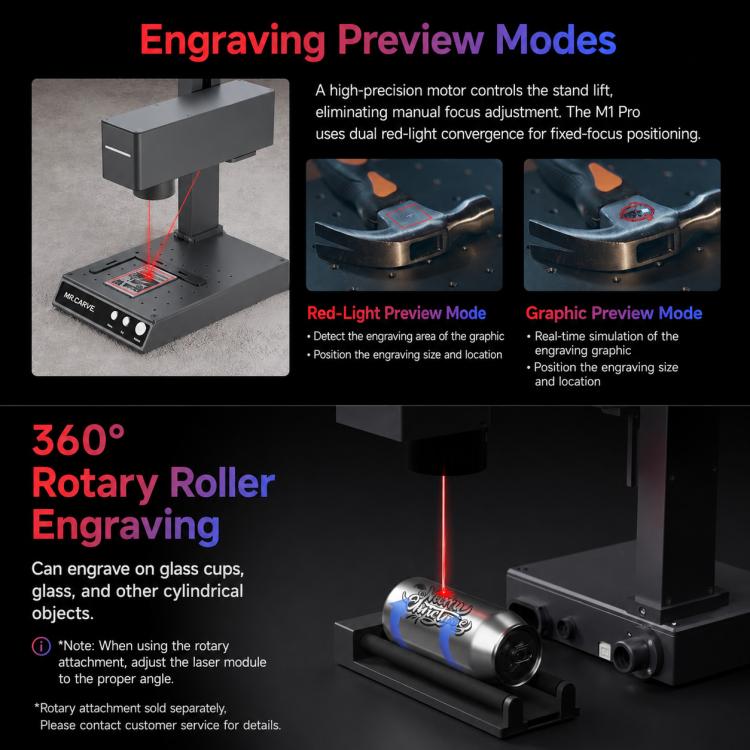 DAJA M4 Dual-Laser Small Fiber Marking Machine for Metal and Wood, M4, M4+Rotary Axis, M4+Rotary Clamp, M4+Rotary Axis+Clamp
