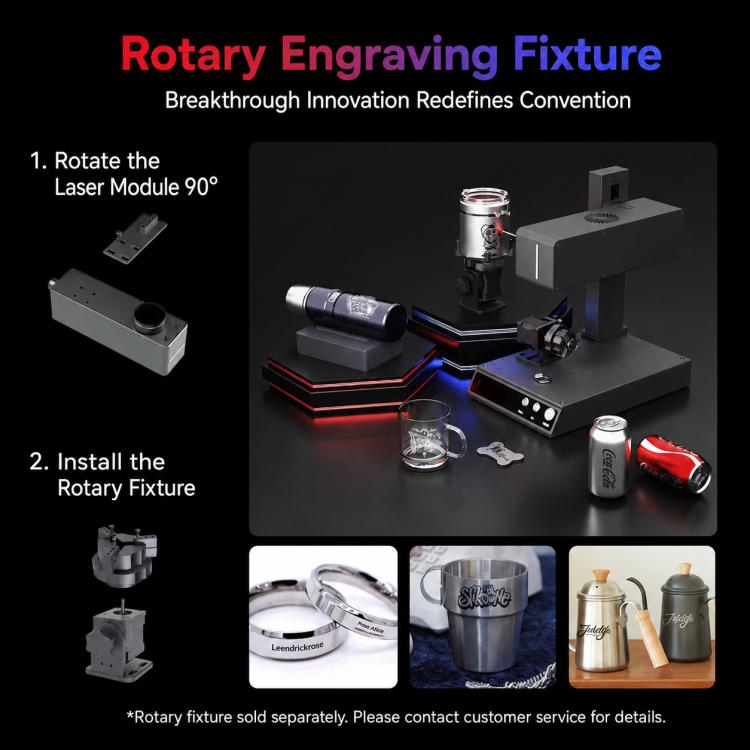 DAJA M4 Dual-Laser Small Fiber Marking Machine for Metal and Wood, M4, M4+Rotary Axis, M4+Rotary Clamp, M4+Rotary Axis+Clamp