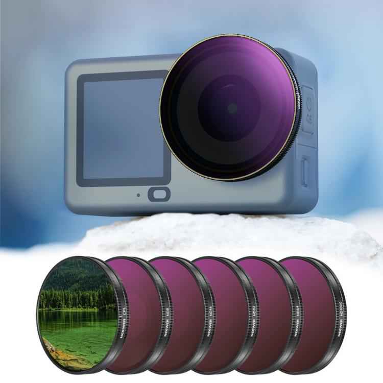For DJI Osmo Action 6 / 5 Pro / 4 NEEWER Camera Lens Filter, 6 in 1 CPL ND External, 4 in 1 ND8-64PL, 4 in 1 CPL ND8-32 Threaded, 6 in 1 CPL ND Threaded
