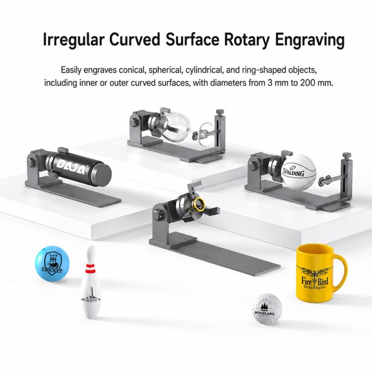 DAJA RF2 Laser Engraver Rotary Fixture Clamp for Irregular Objects, Compatible with Rings, Cups