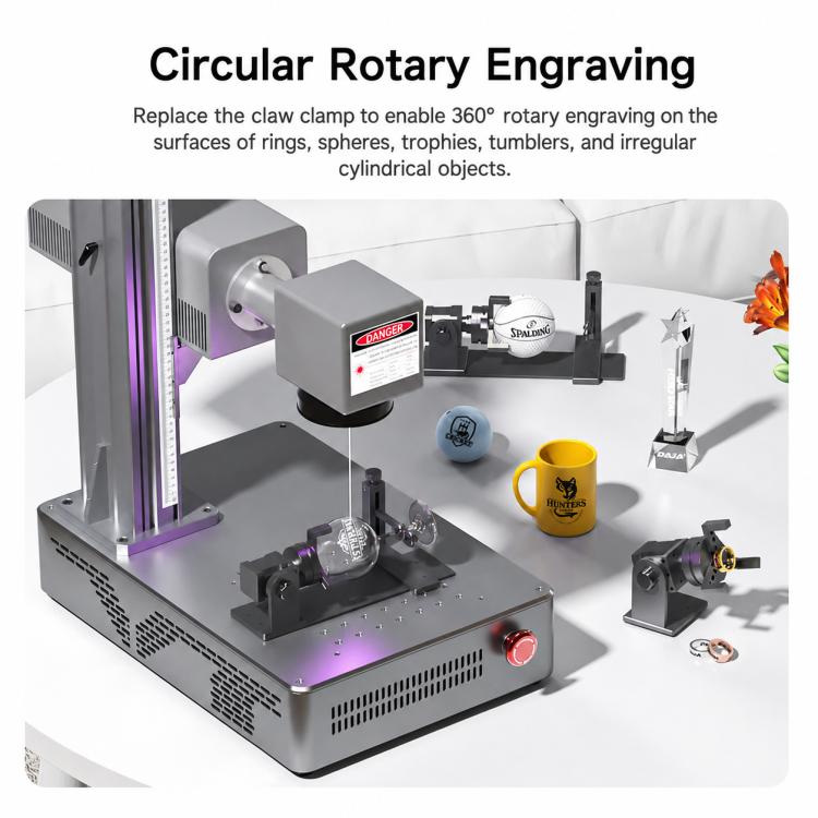 DAJA RF2 Laser Engraver Rotary Fixture Clamp for Irregular Objects, Compatible with Rings, Cups